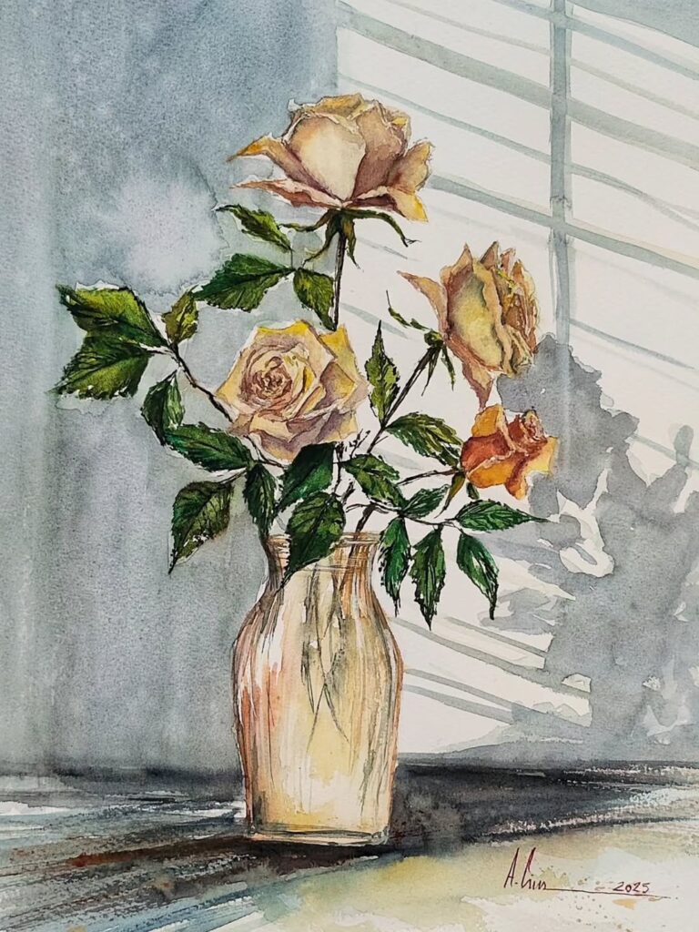 Aquarela Vaso de flores