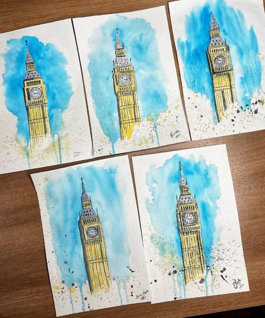 Aquarela de alunos da Andréa